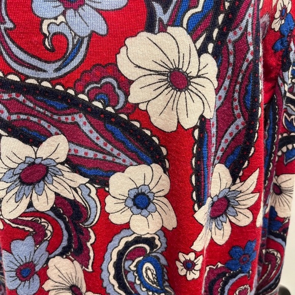 TALBOTS Lightweight Merino Wool Sweater women’s Floral Paisley Bloom Large - Picture 4 of 8